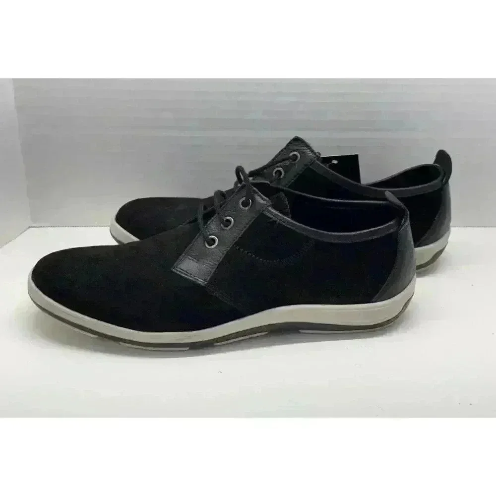 Andrew Fezza Men's Sz 8.5 Zac Oxford Suede Shoes with Leather Trim Black Display